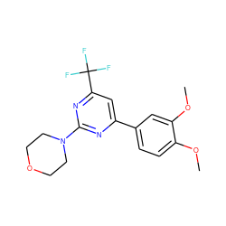 COc1ccc(-c2cc(C(F)(F)F)nc(N3CCOCC3)n2)cc1OC ZINC000004195486