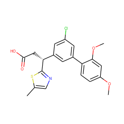 COc1ccc(-c2cc(Cl)cc([C@@H](CC(=O)O)c3ncc(C)s3)c2)c(OC)c1 ZINC001772638889