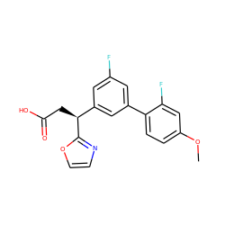 COc1ccc(-c2cc(F)cc([C@H](CC(=O)O)c3ncco3)c2)c(F)c1 ZINC001772590836