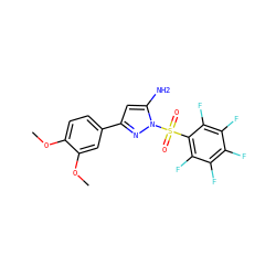 COc1ccc(-c2cc(N)n(S(=O)(=O)c3c(F)c(F)c(F)c(F)c3F)n2)cc1OC ZINC000004111161