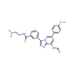 COc1ccc(-c2cc(NC=O)c3ncc(-c4cccc(C(=O)NCCN(C)C)c4)n3c2)cc1 ZINC000061896163