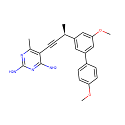 COc1ccc(-c2cc(OC)cc([C@H](C)C#Cc3c(C)nc(N)nc3N)c2)cc1 ZINC000045284013