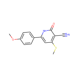 COc1ccc(-c2cc(SC)c(C#N)c(=O)[nH]2)cc1 ZINC000039188419