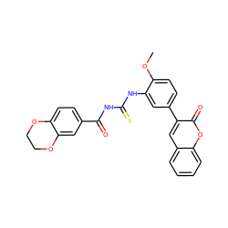 COc1ccc(-c2cc3ccccc3oc2=O)cc1NC(=S)NC(=O)c1ccc2c(c1)OCCO2 ZINC000001065411