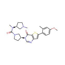 COc1ccc(-c2cc3ncn([C@H]4CCN(C(=O)N(C)[C@H]5CCN(C)C5)C4)c(=O)c3s2)c(C)c1 ZINC000028818544
