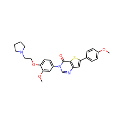 COc1ccc(-c2cc3ncn(-c4ccc(OCCN5CCCC5)c(OC)c4)c(=O)c3s2)cc1 ZINC000040567290