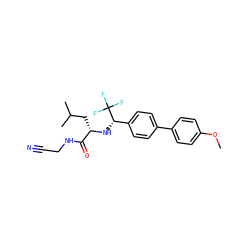 COc1ccc(-c2ccc([C@H](N[C@@H](CC(C)C)C(=O)NCC#N)C(F)(F)F)cc2)cc1 ZINC000014971247