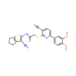 COc1ccc(-c2ccc(C#N)c(SCC(=O)Nc3sc4c(c3C#N)CCC4)n2)cc1OC ZINC000008451131