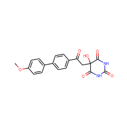 COc1ccc(-c2ccc(C(=O)CC3(O)C(=O)NC(=O)NC3=O)cc2)cc1 ZINC000095572970