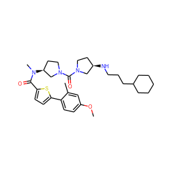 COc1ccc(-c2ccc(C(=O)N(C)[C@H]3CCN(C(=O)N4CC[C@@H](NCCCC5CCCCC5)C4)C3)s2)c(C)c1 ZINC000036351709