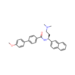 COc1ccc(-c2ccc(C(=O)N[C@@H](CCN(C)C)c3ccc4ccccc4c3)cc2)cc1 ZINC000045302227
