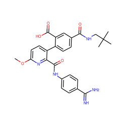 COc1ccc(-c2ccc(C(=O)NCC(C)(C)C)cc2C(=O)O)c(C(=O)Nc2ccc(C(=N)N)cc2)n1 ZINC000096283215