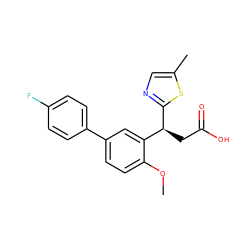 COc1ccc(-c2ccc(F)cc2)cc1[C@H](CC(=O)O)c1ncc(C)s1 ZINC001772608201
