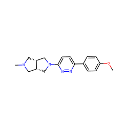 COc1ccc(-c2ccc(N3C[C@@H]4CN(C)C[C@@H]4C3)nn2)cc1 ZINC000040977534