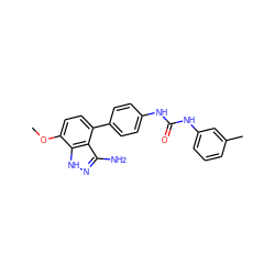 COc1ccc(-c2ccc(NC(=O)Nc3cccc(C)c3)cc2)c2c(N)n[nH]c12 ZINC000035324772