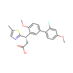 COc1ccc(-c2ccc(OC)c([C@H](CC(=O)O)c3ncc(C)s3)c2)c(F)c1 ZINC001772604511