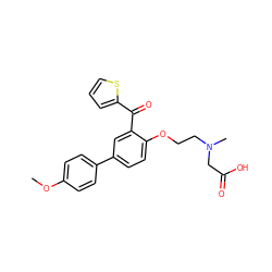 COc1ccc(-c2ccc(OCCN(C)CC(=O)O)c(C(=O)c3cccs3)c2)cc1 ZINC000028958297