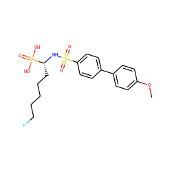 COc1ccc(-c2ccc(S(=O)(=O)N[C@H](CCCCCF)P(=O)(O)O)cc2)cc1 ZINC000653687978