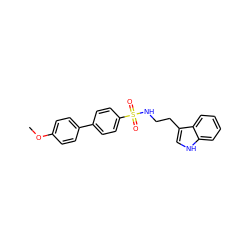 COc1ccc(-c2ccc(S(=O)(=O)NCCc3c[nH]c4ccccc34)cc2)cc1 ZINC000014978328