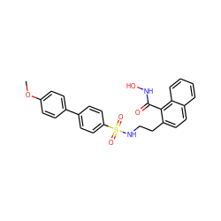 COc1ccc(-c2ccc(S(=O)(=O)NCCc3ccc4ccccc4c3C(=O)NO)cc2)cc1 ZINC000013492621