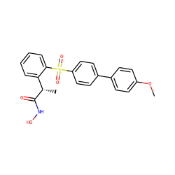 COc1ccc(-c2ccc(S(=O)(=O)c3ccccc3[C@H](C)C(=O)NO)cc2)cc1 ZINC000045288159