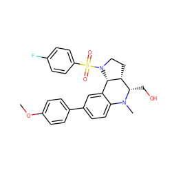 COc1ccc(-c2ccc3c(c2)[C@H]2[C@H](CCN2S(=O)(=O)c2ccc(F)cc2)[C@H](CO)N3C)cc1 ZINC000095600133
