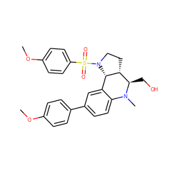 COc1ccc(-c2ccc3c(c2)[C@H]2[C@H](CCN2S(=O)(=O)c2ccc(OC)cc2)[C@@H](CO)N3C)cc1 ZINC000095599350