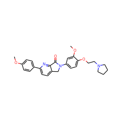 COc1ccc(-c2ccc3c(n2)C(=O)N(c2ccc(OCCN4CCCC4)c(OC)c2)C3)cc1 ZINC000095590718