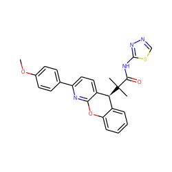 COc1ccc(-c2ccc3c(n2)Oc2ccccc2[C@@H]3C(C)(C)C(=O)Nc2nncs2)cc1 ZINC000073141246