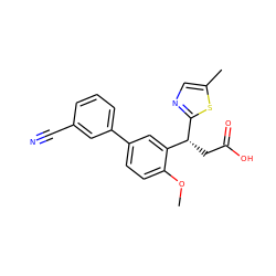 COc1ccc(-c2cccc(C#N)c2)cc1[C@@H](CC(=O)O)c1ncc(C)s1 ZINC001772645848