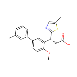 COc1ccc(-c2cccc(C)c2)cc1[C@@H](CC(=O)O)c1ncc(C)s1 ZINC001772644036