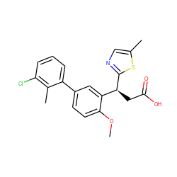 COc1ccc(-c2cccc(Cl)c2C)cc1[C@H](CC(=O)O)c1ncc(C)s1 ZINC001772648125