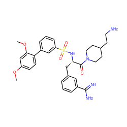 COc1ccc(-c2cccc(S(=O)(=O)N[C@@H](Cc3cccc(C(=N)N)c3)C(=O)N3CCC(CCN)CC3)c2)c(OC)c1 ZINC000169323428