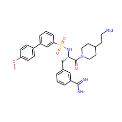 COc1ccc(-c2cccc(S(=O)(=O)N[C@@H](Cc3cccc(C(=N)N)c3)C(=O)N3CCC(CCN)CC3)c2)cc1 ZINC000044386302
