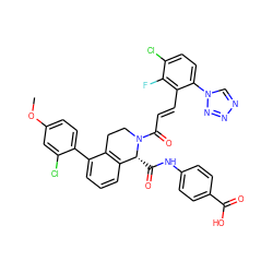 COc1ccc(-c2cccc3c2CCN(C(=O)/C=C/c2c(-n4cnnn4)ccc(Cl)c2F)[C@@H]3C(=O)Nc2ccc(C(=O)O)cc2)c(Cl)c1 ZINC000224065604