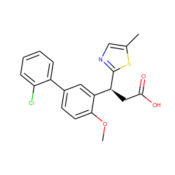 COc1ccc(-c2ccccc2Cl)cc1[C@H](CC(=O)O)c1ncc(C)s1 ZINC001772618280