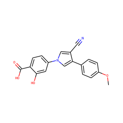 COc1ccc(-c2cn(-c3ccc(C(=O)O)c(O)c3)cc2C#N)cc1 ZINC000200826431