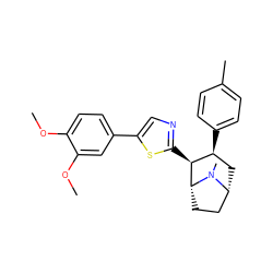 COc1ccc(-c2cnc([C@H]3[C@@H](c4ccc(C)cc4)C[C@@H]4CC[C@H]3N4C)s2)cc1OC ZINC000014978630