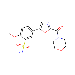 COc1ccc(-c2cnc(C(=O)N3CCOCC3)o2)cc1S(N)(=O)=O ZINC000473127356