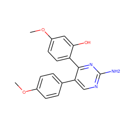 COc1ccc(-c2cnc(N)nc2-c2ccc(OC)cc2O)cc1 ZINC000013127145