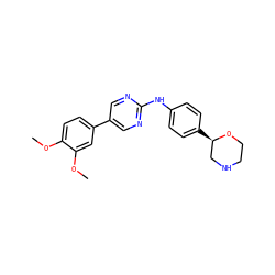 COc1ccc(-c2cnc(Nc3ccc([C@@H]4CNCCO4)cc3)nc2)cc1OC ZINC000149981174