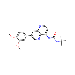 COc1ccc(-c2cnc3c(NC(=O)NC(C)(C)C)ccnc3c2)cc1OC ZINC000117571370