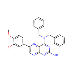 COc1ccc(-c2cnc3nc(N)nc(N(Cc4ccccc4)Cc4ccccc4)c3n2)cc1OC ZINC000013474476