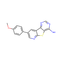 COc1ccc(-c2cnc3sc4c(N)ncnc4c3c2)cc1 ZINC000299863792