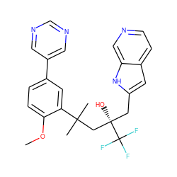 COc1ccc(-c2cncnc2)cc1C(C)(C)C[C@@](O)(Cc1cc2ccncc2[nH]1)C(F)(F)F ZINC000064491926