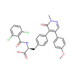 COc1ccc(-c2cnn(C)c(=O)c2-c2ccc(C[C@H](NC(=O)c3c(Cl)cccc3Cl)C(=O)O)cc2)cc1 ZINC000029127700