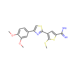 COc1ccc(-c2csc(-c3cc(C(=N)N)sc3SC)n2)cc1OC ZINC000013437878