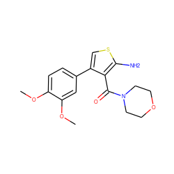 COc1ccc(-c2csc(N)c2C(=O)N2CCOCC2)cc1OC ZINC000144051582