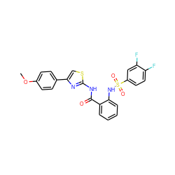 COc1ccc(-c2csc(NC(=O)c3ccccc3NS(=O)(=O)c3ccc(F)c(F)c3)n2)cc1 ZINC000006146423