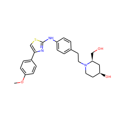 COc1ccc(-c2csc(Nc3ccc(CCN4CC[C@H](O)C[C@@H]4CO)cc3)n2)cc1 ZINC000096274017